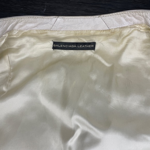 Balenciaga White Lamb Leather Biker Quilted Zip Jacket Celebrity Style EUC 38 - Picture 10 of 16